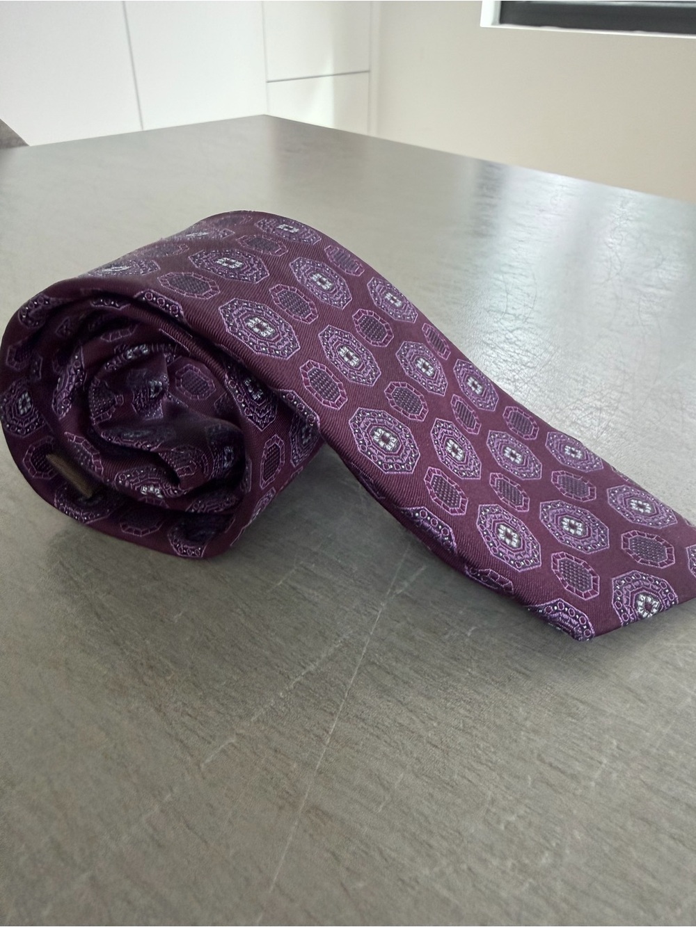 Canali Plum / Burgundy Geometric Silk Tie